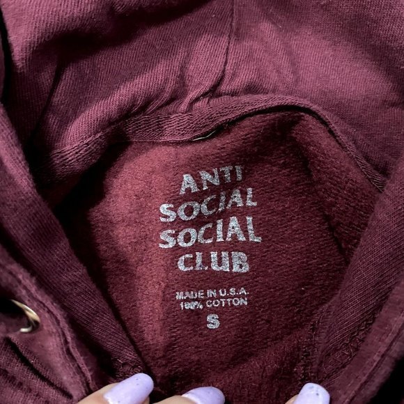 Anti Social Social Club Lost Feelies Maroon Hoodie Size Small - Picture 5 of 8